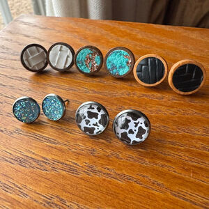 Set of 5 earrings #western #boho #cowprint